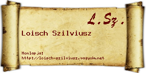 Loisch Szilviusz névjegykártya